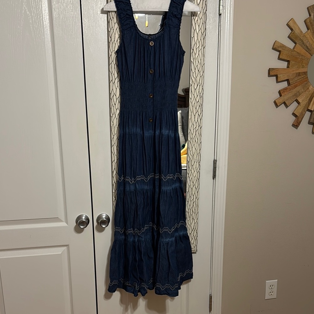 Lapis Blue Sleeveless Scoop Neck Sundress